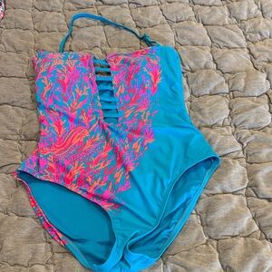 Lilly Pulitzer Blue and Pink One Piece Swimsuit
